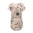 thumbnail image 6 of JTZGDY Floral Shirts for Women Loose Fit Vintage Graphic Summer Short Sleeve Henley Tops Trendy Oversized Dressy Casual Flowy Tunic Blouse to Hide Belly for Leggings Khaki#02 XXL, 6 of 7