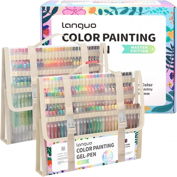 CCOCC Gel Pens For Coloring, 168 Pack Colored Pens for Black Paper & White Paper, 0.6MM Fine Point Pens for Coloring, Writing, Drawing, Journaling, Note Taking, Office, Home