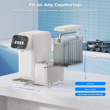 Hydrofast - B100 Countertop Reverse Osmosis Water Filter System, 6 Stage Filtration, 3:1 Pure to Drain, Water Purifier for Home - White