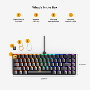 Glorious Gaming GMMK 2 - TKL Mechanical Keyboard - Custom 65% Keyboard - Compact -Hotswap w/Cherry Mx Style Switches - Incl. Double Shot Keycaps & Linear Switches - Black