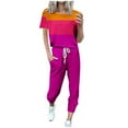 thumbnail image 2 of Itsame Sweatsuits 2pc Sets Womens Short Sleeved and Pants Fashionable Loose Shirt and Pants Two PC Hot Pink Size XL, 2 of 5