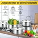 thumbnail image 4 of Bateria de Cocina, 5 Piezas Juego de Ollas de Acero Inoxidable, Ollas de Cocina Antiadherentes, Bateria de Cocina Acero Inoxidable para Cocina de Inducción y Estufa de Gas (6.6, 5.5, 4, 3, 2.1 L), 4 of 9
