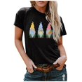 thumbnail image 1 of Hauts d'Été Grande Taille pour Femmes, T-shirt Décontracté pour Femmes, Col Rond Imprimé Nain de Pâques, Manches Courtes, Blouse Ample Décontractée, T-shirt Col en V pour Femmes en Liquidation, 1 of 4