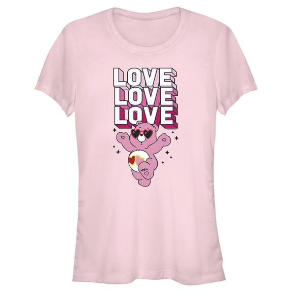 Junior's Care Bears Valentine's Day Love-a-lot Bear Love Sunglasses Graphic Tee Light Pink Small