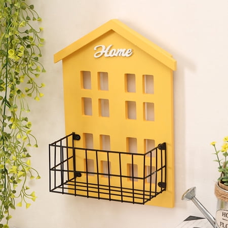 Alician Wooden Wall Storage Rack House Shape Wall Mounted Display ...