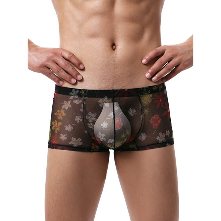 KAMAMEN Men's Sexy Briefs Mesh Sheer See Through Underwear Breathable  Bikini Boys Boxer Panties Shorts Underwear Briefs 3D Bulge Pouch Trunks