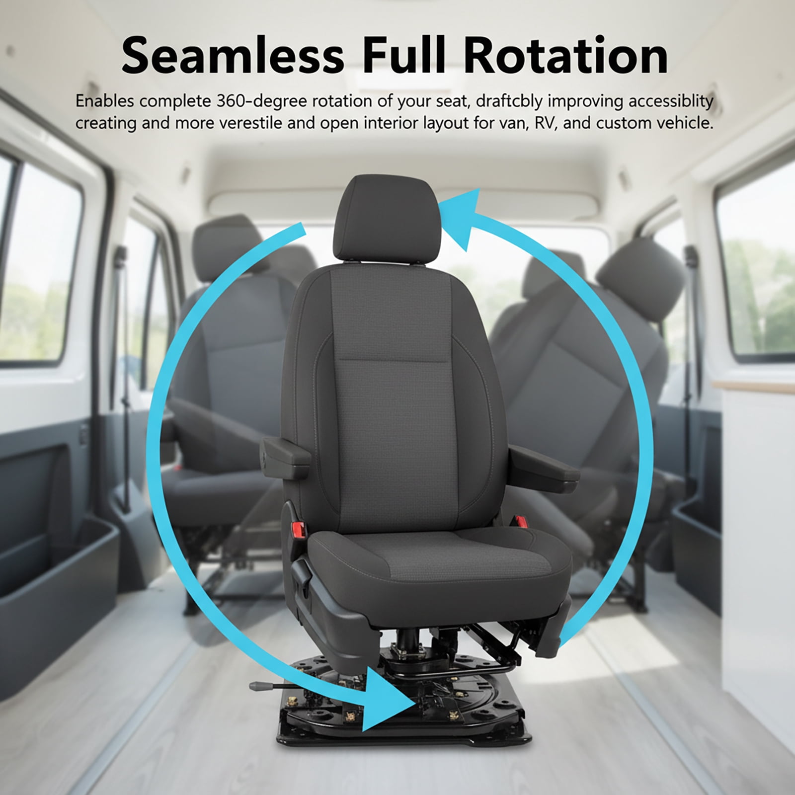 Universal Swivel Seat Turntable Mount,Commercial Grade 360 Degree Rotator,Rugged Steel for RV, Van, Truck, Custom Vehicle