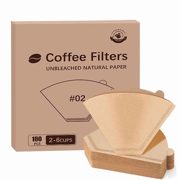 XIMUX #2 Natural Brown Cone Coffee Filters, Disposable Natural Paper Filters 2-6 Cup, 100 Counts
