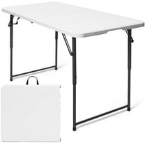 VibrantEcho 4 ft Folding Table, 48 x 24 Inch Height Adjustable Foldable Utility Table, Portable Indoor Outdoor Picnic Party Dining Camping Table