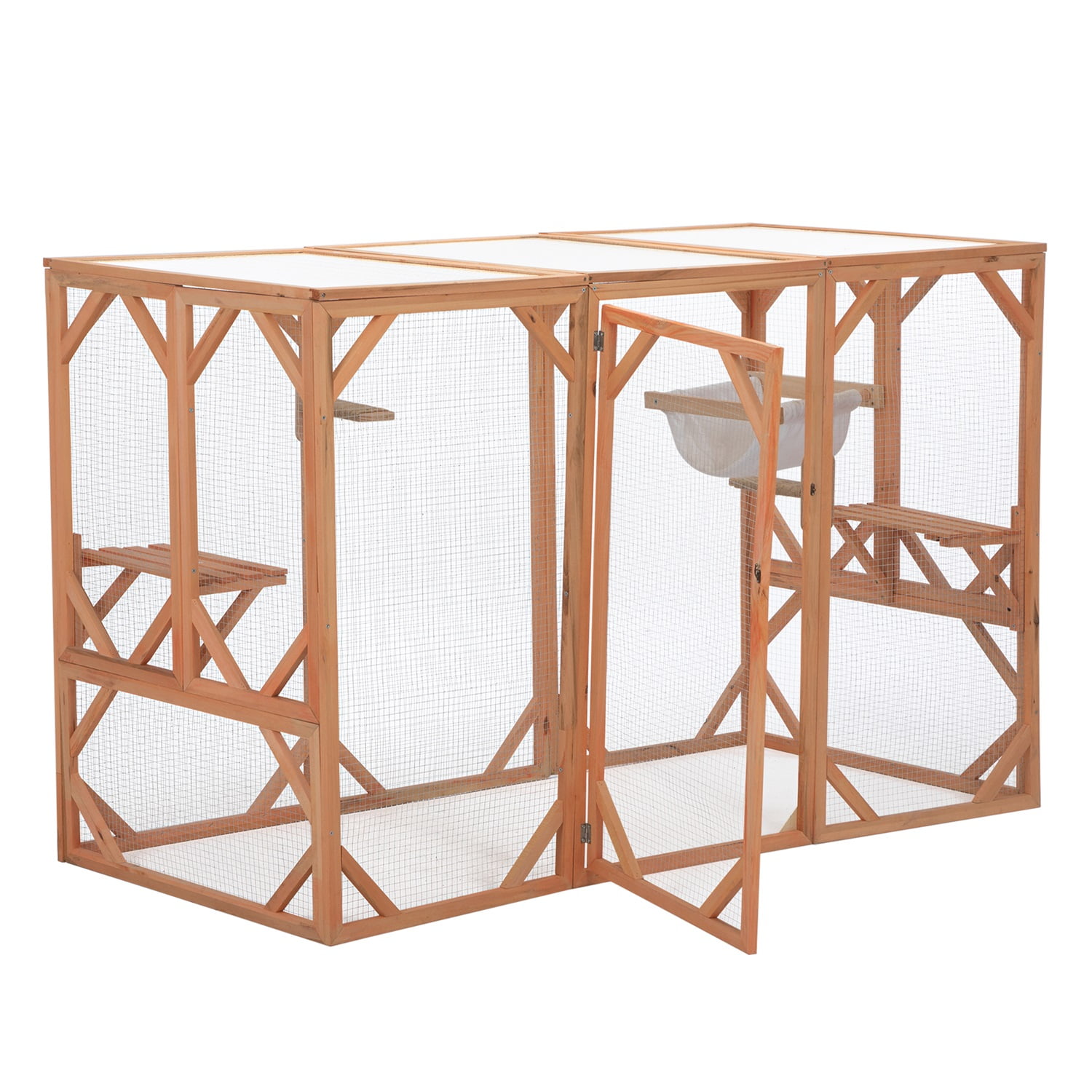 Pefilos 72" Cat Houses for Outdoor Cats Catio Kitty Enclosure with Super Large Enter Door, Wooden Cat Cage Condo for Multiple Cats Indoor Playpen with Platforms & Small Cat Hut for Outsi Pefilos 72" Cat Houses for Outdoor Cats Catio Kitty Enclosure with Super Large Enter Door, Wooden Cat Cage Condo for Multiple Cats Indoor Playpen with Platforms & Small Cat Hut for Outsi