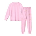 thumbnail image 6 of Kids Girls Pajamas Set Cute Bow Tie Print Long Sleeve Crewneck Top with Pants Cozy Pajamas Set Fall Pajamas Set 11-12 Years, 6 of 7