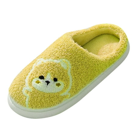 

GHSOHS Slippers for Women Indoor Cute Animal Cartoon House Slippers Winter Comfort Warm Fuzzy Flat Cotton Slides Home Shoes(37 Yellow)