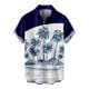 thumbnail image 1 of Camisas De Lino Para Hombre Camisa de manga corta con estampado digital 3d de ocio de tendencia de moda de playa de turismo de vacaciones de verano para hombres (Dark Blue, XS), 1 of 3