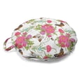 thumbnail image 1 of Spring Round Floor Cushion with Handle, Rhythmic Insects Butterflies on Flowers Botanical Leaves Illustration, Pillow for Living Room & Dorms, 18" Round, Pastel Pink Multicolor, by Ambesonne, 1 of 4