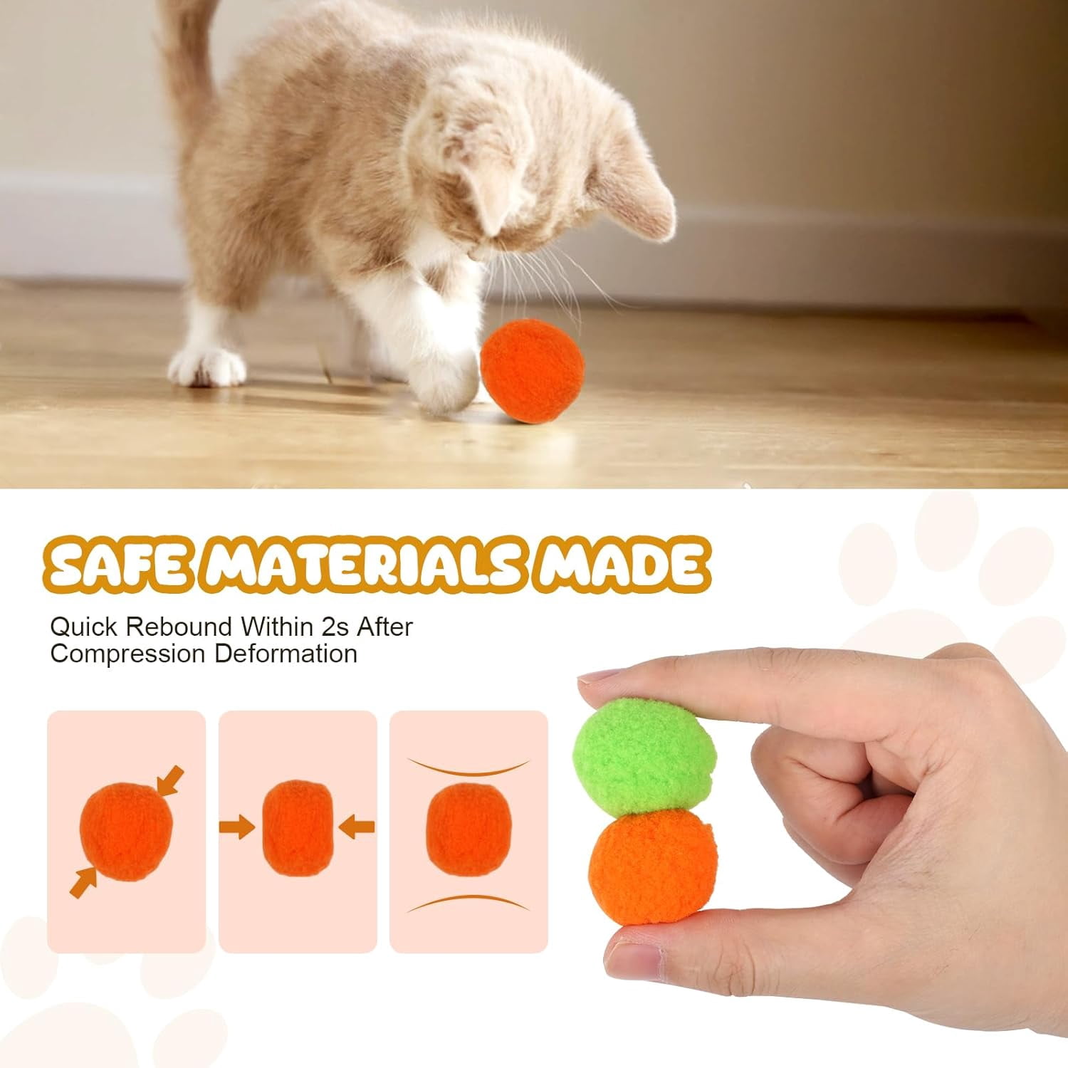 100PCS Cat Ball Toys with 2 Launchers Set, Funny Interactive Cat Toys for Indoor Cats, Adult Cats & Kitten Toys