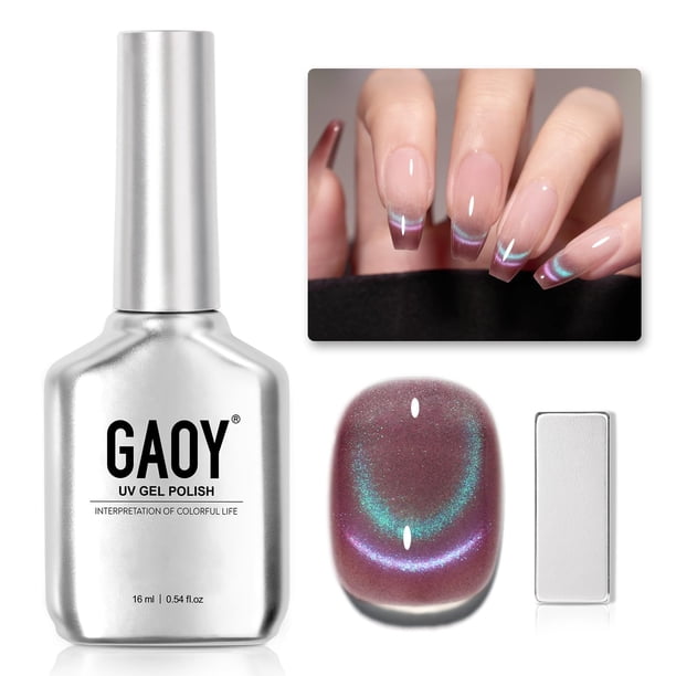Esmalte de uñas GAOY Cat Eye Gel 16 ml con purpurina holográfica 2029