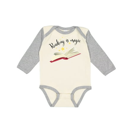 

Inktastic Reading is Magic- open book Gift Baby Boy or Baby Girl Long Sleeve Bodysuit