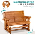 thumbnail image 5 of VINGLI Outdoor Glider Wood Patio Chair with Cup Holders, Outdoor Bench Glider Loveseat with Smooth Rocking Mechanism, Heavy Duty 800 LBS, 5 of 14