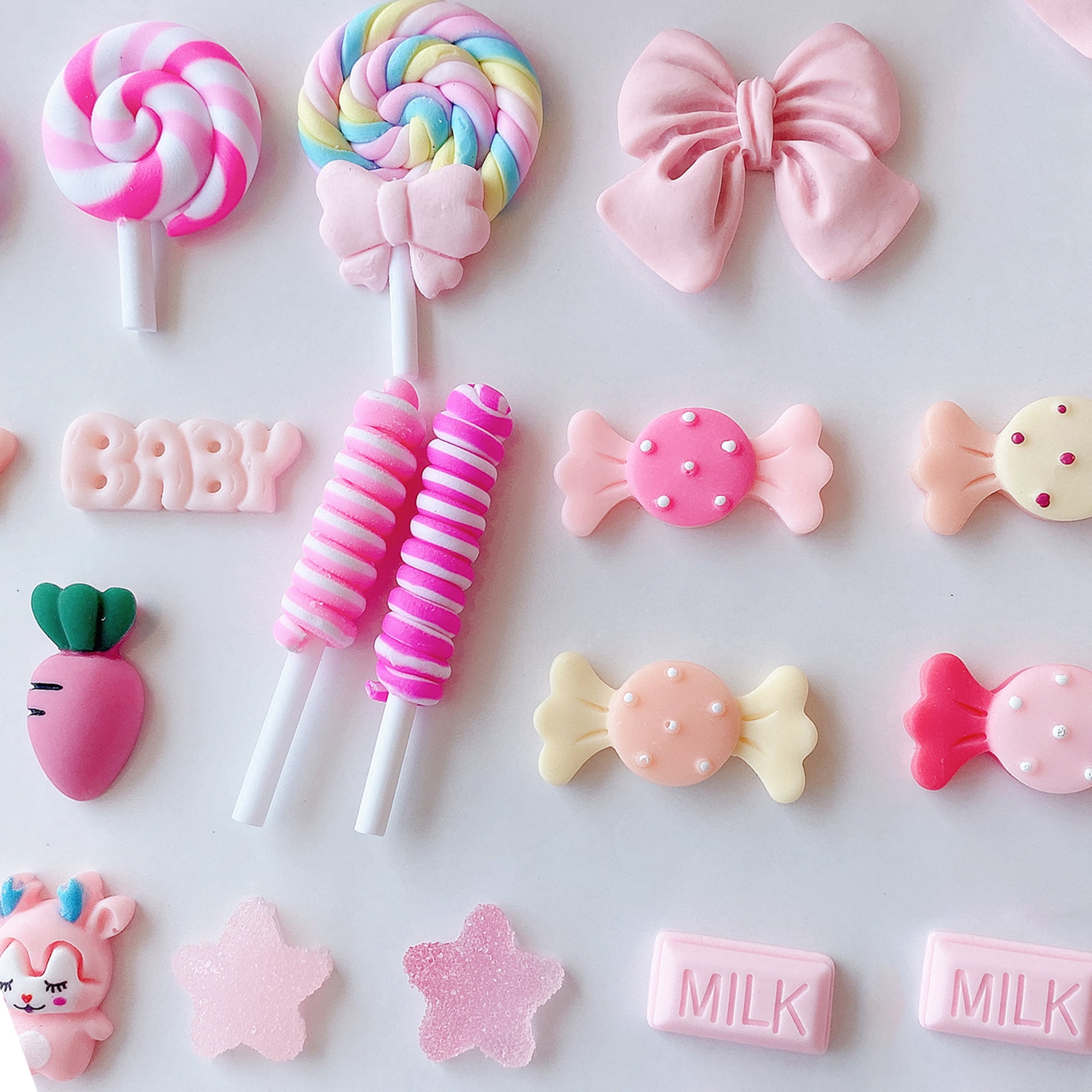 20 Pcs Candy Slime Charms Cute Set Mixed Resin Sweets Flatback