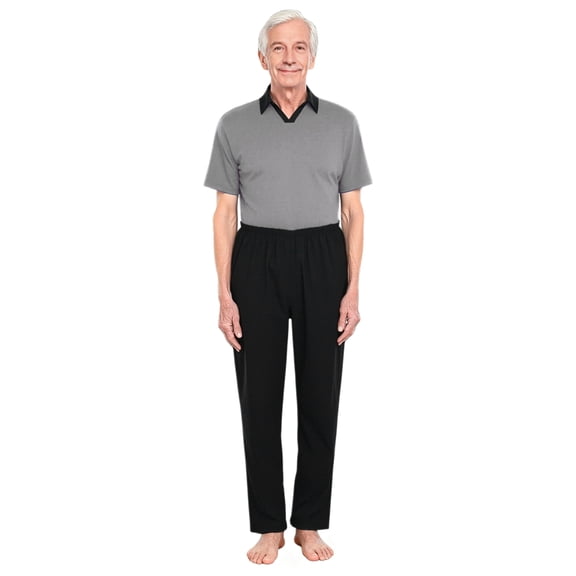 TSSOE Mens Anti-strip Adaptive Jumpsuit Lapel Short Sleeve Back Zip-up Pants Legs With Zip One-piece Rompers Grey 3XL