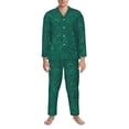 thumbnail image 3 of Sikiie Teal Marble Mens Pajama Set, Soft Warm Long Sleeve Sleepwear, Cozy Button-Down Pjs for Men-XX-Large, 3 of 7