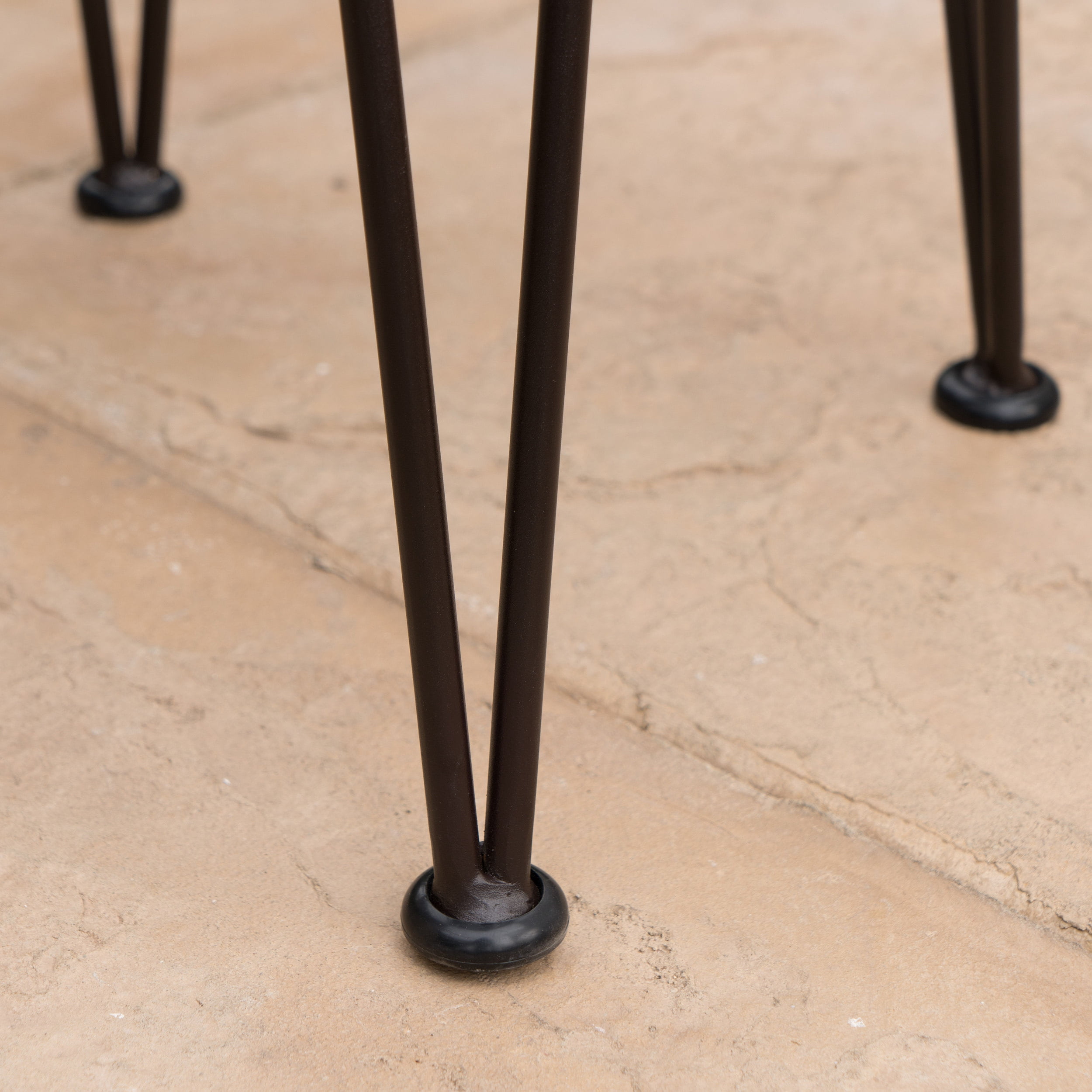 Outdoor Industrial Style Bar Stool Set of 2, Wood and Metal Combined Height Seats for Patio Bar, Teak and Black