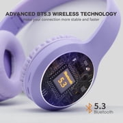 Wireless Headphones Over-Ear, HiFi Stereo Wireless Headphones, Foldable and Wireless Wired Mode, Noise Isolating Over-Ear Headphones with Mic and Volume Control for Computer Laptop Mobile, Purple