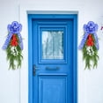 thumbnail image 4 of Patriotic Red White Teardrop Wreath - 4th of July Independence Day Decoration with Blue Bow - 29.5 Inch Outdoor Front Door Garland, 4 of 9