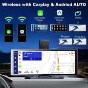 DREAMfair 10 Portable Wireless Car Stereo with Apple CarPlay/Android Auto, 360° Rotating Front Camera (Adjustable Viewing Angle), Mirror Link & Bluetooth 5.2 – FM/AUX, GPS Navigation & Dash