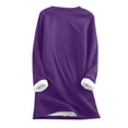 thumbnail image 4 of FAVIPT Womens Sherpa Lined Sweatshirts Sweaters Plain Solid Color Long Sleeve Thermal Tops Fleece Crewneck Sport Sweatshirt Basic Warm Pullover Loungewear 2023, 4 of 5