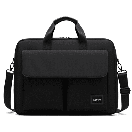 Aisboks 11-16''Laptop Shoulder Bag,15.6''Laptop Bag for Men & Women, Water-Resistant Computer Messenger Bag, Business Briefcase with Luggage Strap for Work Travel, Black