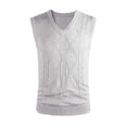 thumbnail image 4 of Mens Wool V Neck Knitted Sweater Vest Cardigan Color Block Casual Versatile Sleeveless Sweater Vest, 4 of 4