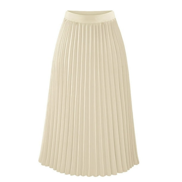 Falda acampanada plisada de cintura alta elástica para mujer, gasa - S-XL