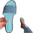 thumbnail image 3 of Mujeres Glitter Bling Fancy Slide Flat Low Wedge Casual Moda Sandalias Zapatos Wmkox8yii hj789, 3 of 5