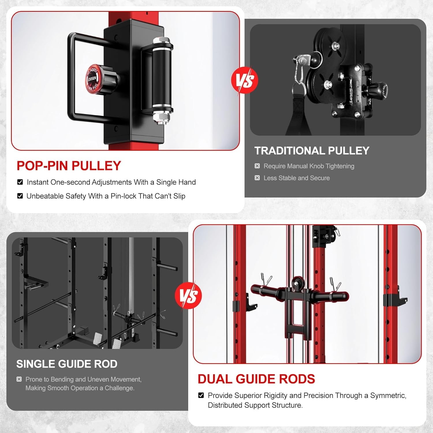 Squat Rack for Home Gym, 2000LBS Power Rack with Adjustable Pulley System, Power Cage Workout Equipment with LAT Pulldown and Training Attachment