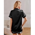 thumbnail image 3 of Ekouaer Women's Pajama Sets Silk Pjs Satin Sleepwear Short Sleeve Sleepwear Button Down Loungewear Pj Shorts Set, 3 of 6