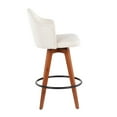 thumbnail image 3 of Ahoy Contemporary Fixed-Height Counter Stool With Walnut Bamboo Legs And Round Black Metal Footrest With Cream Fabric, 3 of 7