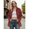 thumbnail image 2 of OALUXE Plaid Shirts for Women Roll Up Long Sleeve Casual Button Down Blouses Tops with Pockets, 2 of 7