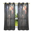 thumbnail image 6 of Yayeee Window Curtains Light Filtering 63"x52" Grommet Panel Pair Home Living Room Decor, Black Watercolor Space, 6 of 7