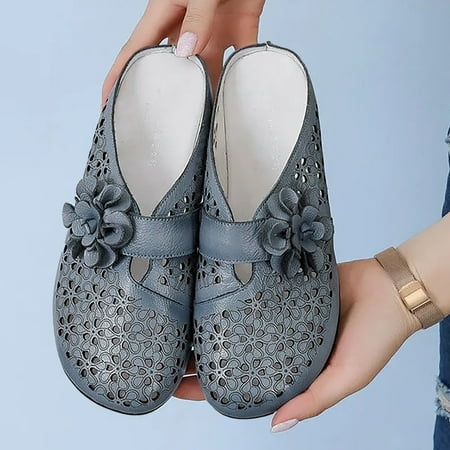 

Sandals Women Comfortable Strap Women s Sandals Summer slope heel large size breathable hollowed out flowers decorated Baotou Comfort Sandals Women Heels Womens Sandals Womens Fa Blue 41