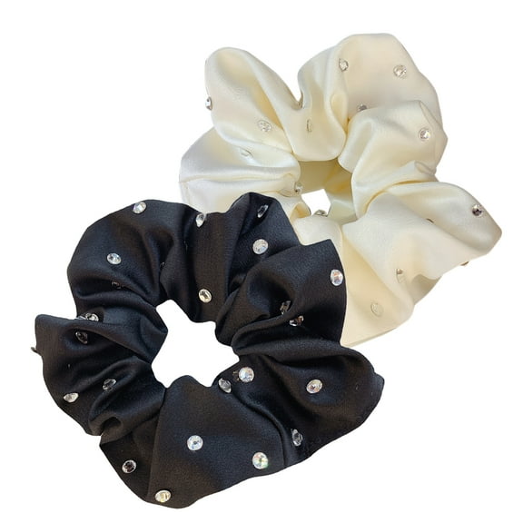 FRCOLOR Glamorous Rhinestone Scrunchies for Women Assorted Color Cloth Ponytail Holder Comfortable and Lightweight