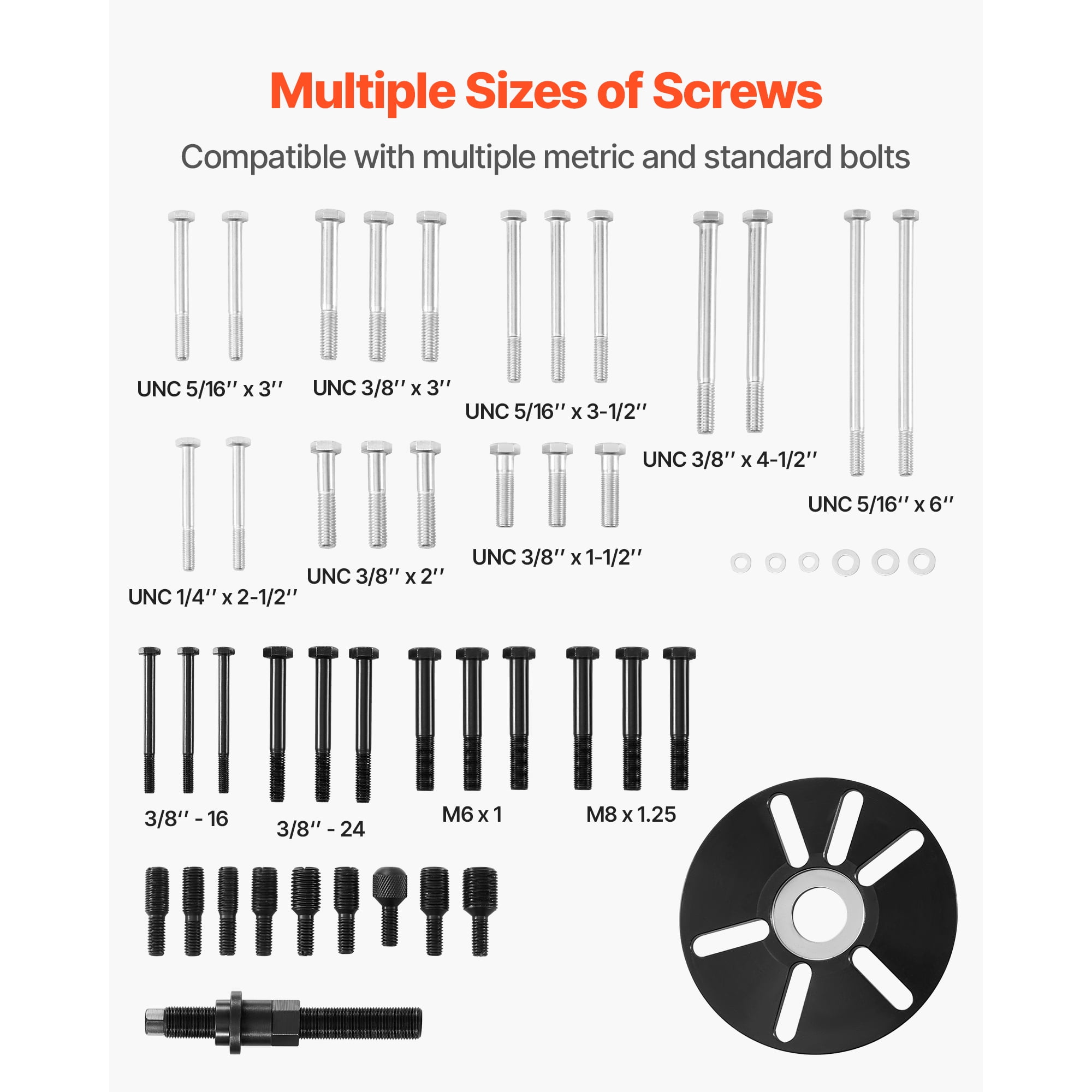 KFFKFF All-Steel Harmonic Balancer Puller and Installer Tool Kit, Designed for Removing and Installing Balancers, Flywheels, Crankshaft Pulleys, and Steering Wheels