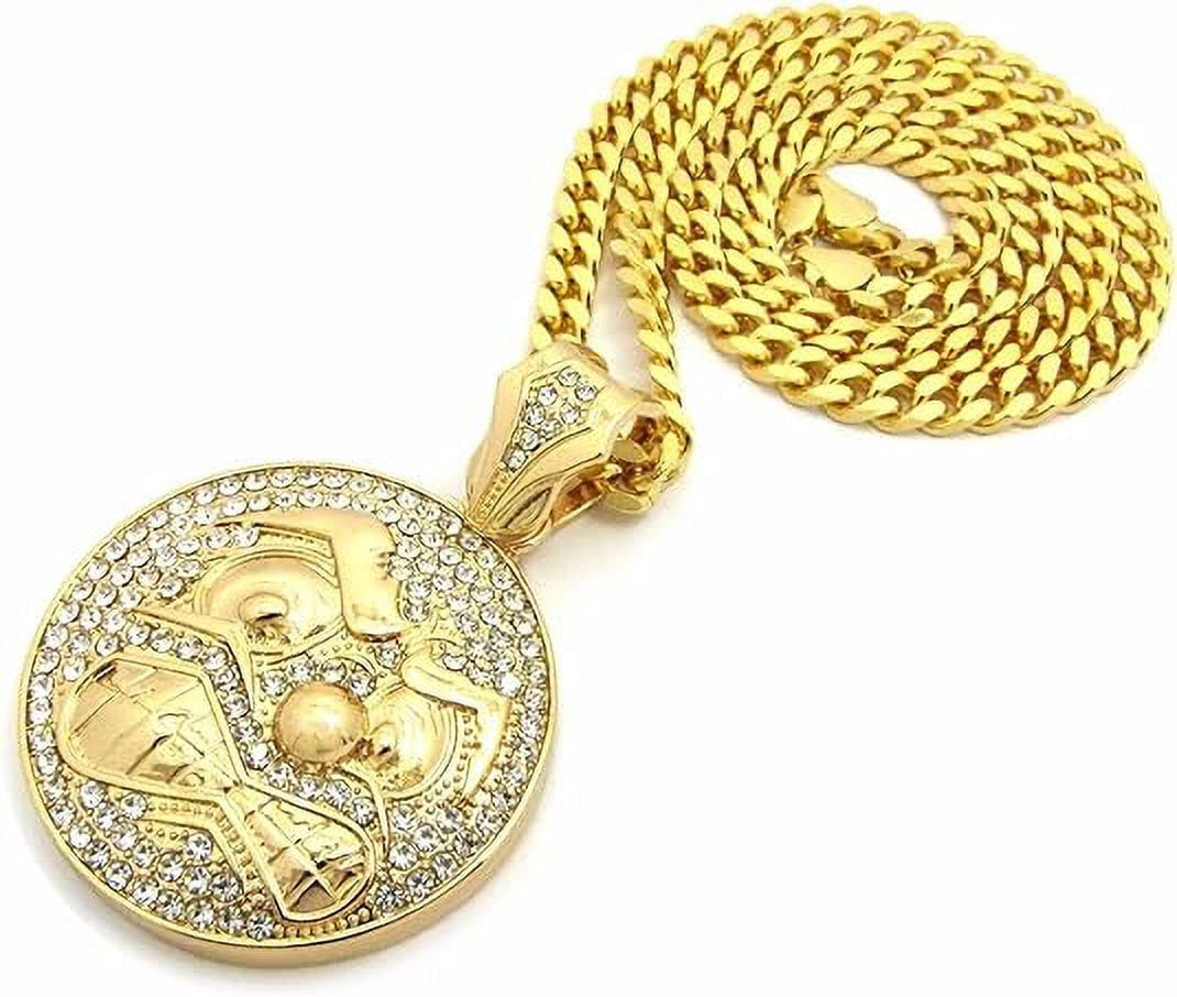 Men's Stainless Steel Plug Necklace - 18K Gold Plated Hip Hop Pendant With Cubic Zirconia 3 thumbnail image