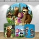thumbnail image 2 of Fondo de Masha y el oso redondo para niña, bebé, bosque, fiesta de cumpleaños, evento, fondo de pared, cilindro circular, pancarta elástica decorativa, 2 of 4