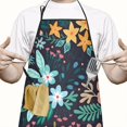 thumbnail image 2 of Pioneer Flower Floral Print Pattern Apron-Garden Aprons for Women with Pockets-Cotton Linen Waterproof Kitchen Cooking Gardening Aprons Adjustable for Kitchen,Cooking,BBQ and Salon 33x27 Inch, 2 of 7