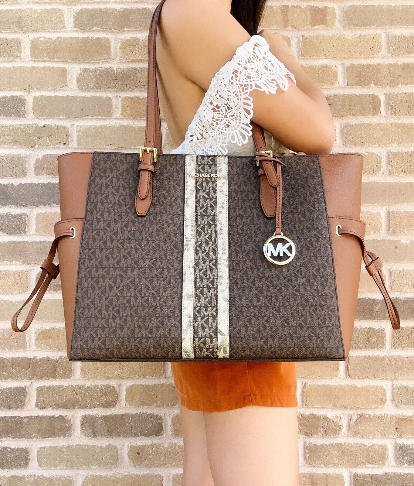 Michael Kors Bags | Michael Kors Large Gilly Tote Bag | Color: Brown/Gold | Size: Large | Rluckychance88's Closet