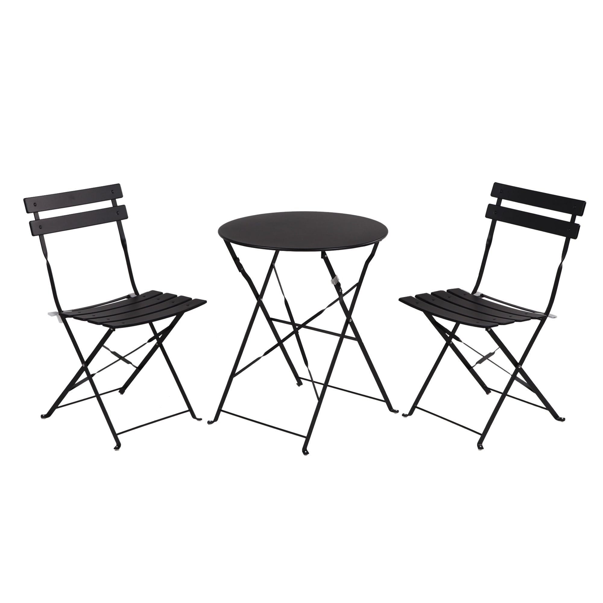 Clihome Outdoor 3 Piece Premium Steel Patio Bistro Set Black