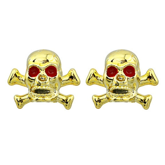 Alta Bicycle Bike Bicycle Skull & Bones Schrader Valve Caps, Multiple Colors (Gold)