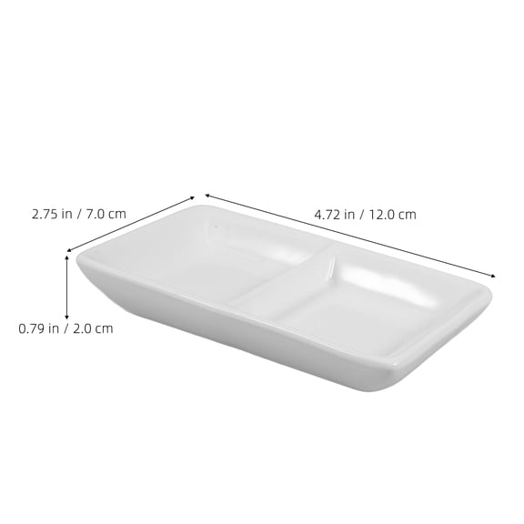 HOMEMAXS White Ceramic Appetizer Serving Tray with Divided Sauce Dishes Perfect for Snacks and Dips 5.5 Inch