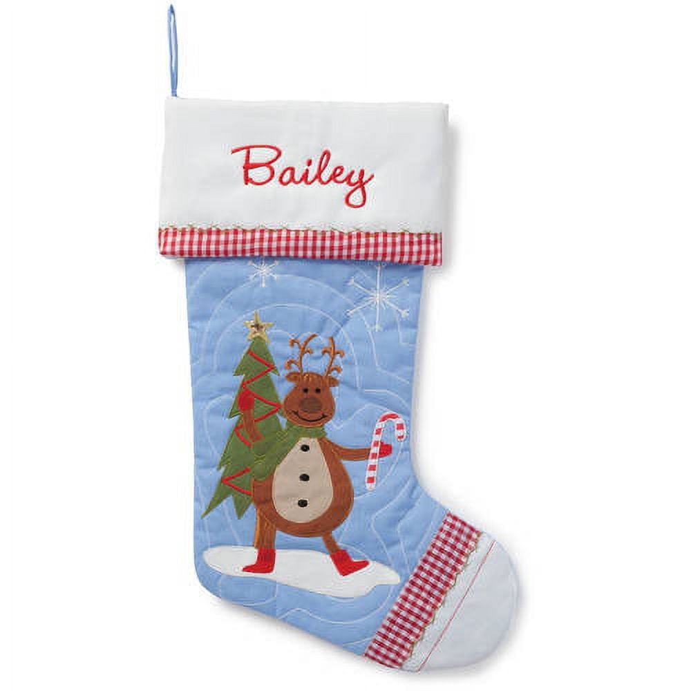 Personalized Quilted Christmas Stocking, Choose from 4 Characters